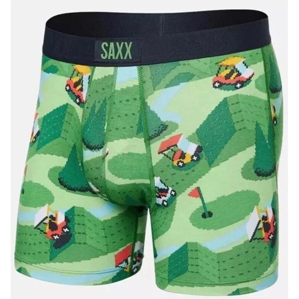 NWT SAXX Vibe Super Soft Golf Cart Boxer Briefs Green‎ RARE Size SMALL
